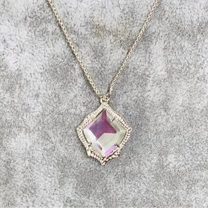 Kendra Scott Kacey Dichroic Glass pendant adjustable necklace gold Plated